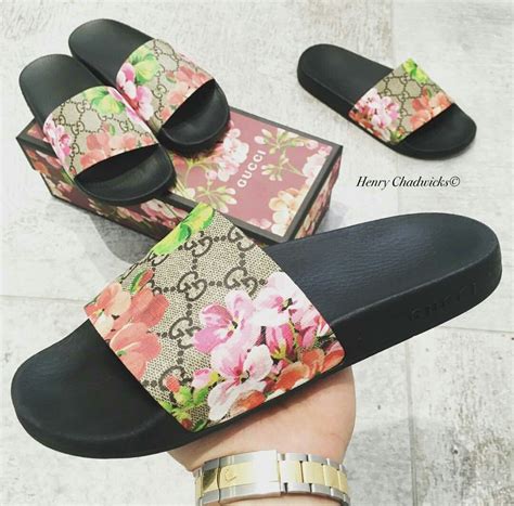 gucci flower slides replica|the real gucci slides.